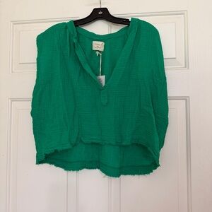NWT 9 Seed Resort Idyllwild Gauze Top in Emerald Green Size M/L Medium Large